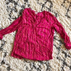 Pink floral wrap blouse